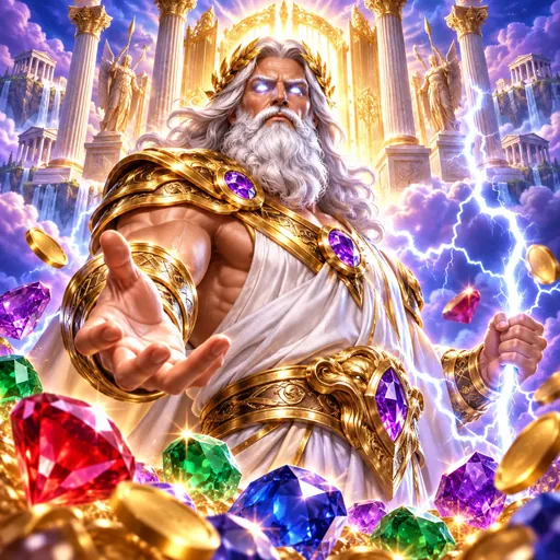 Golden Greek mythology symbols and gem icons from the Gates of Olympus pokie