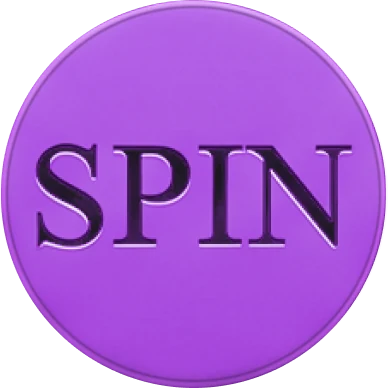 Round purple spin button ready to start a pokie round