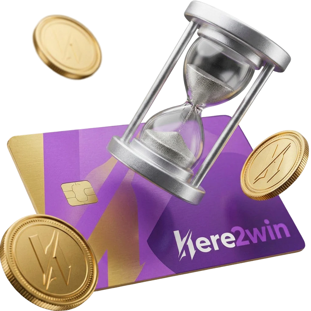 Hourglass resting on a bank card, symbolising the wait before verification clears